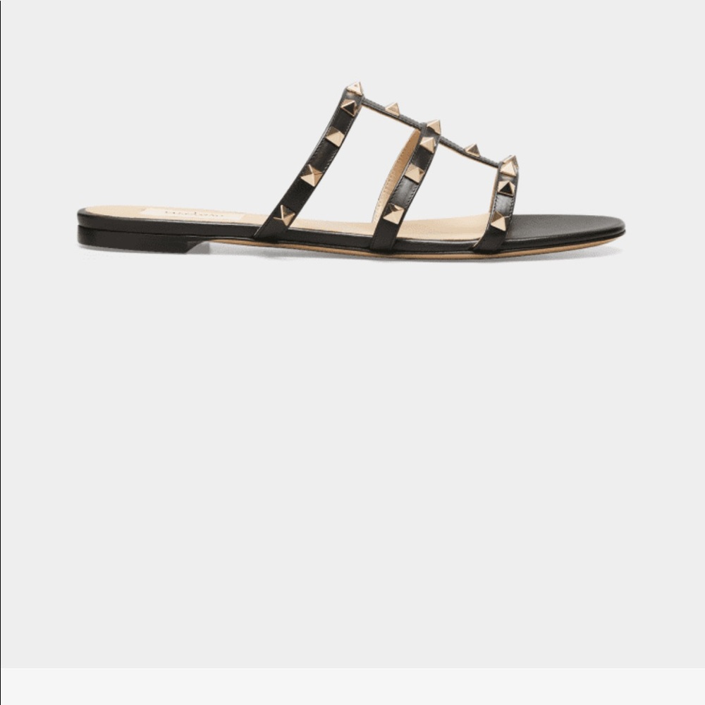 Valentino Garavani black caged flat slides